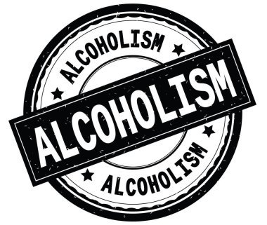 Yazılı metin siyah yuvarlak lastik damgası alkolizm.
