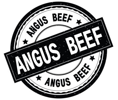 Angus Beef siyah yuvarlak pencere boyutu üzerinde yazılı metin.