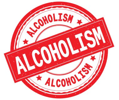 Yazılı metin kırmızı yuvarlak lastik damgası alkolizm.