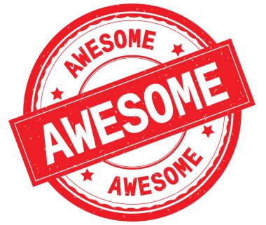 Yazılı metin kırmızı yuvarlak lastik damgası Awesome.