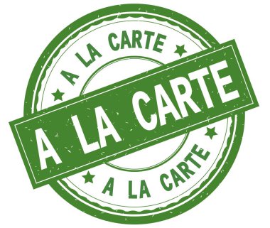A La Carte, yazılı metin yeşil yuvarlak lastik damgası.