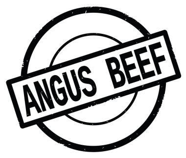 Angus Beef metin, siyah daire basit damga yazılmış.