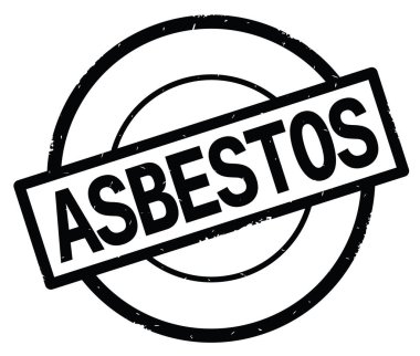 Siyah daire basit damgası yazılmış asbest metni.