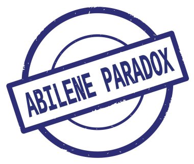 Abilene Paradox metin, mavi daire basit damga yazılmış.
