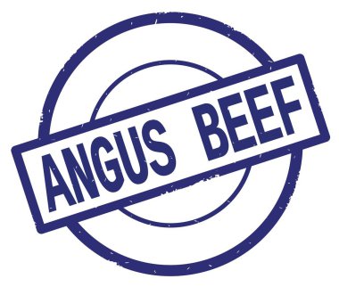 Angus Beef metin, mavi daire basit damga yazılmış.