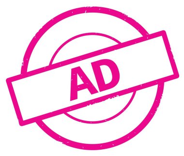 Reklam metni, pembe daire basit damga yazılmış.