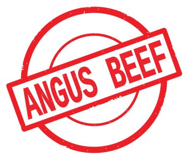 Angus Beef metin, kırmızı daire basit damga yazılmış.
