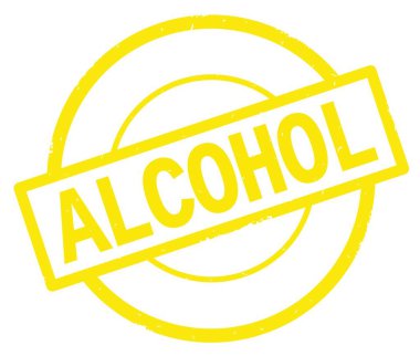 Alkol metin, sarı daire basit damga yazılmış.