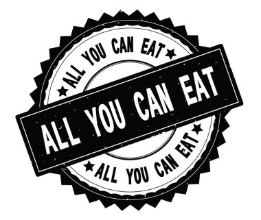 Tüm metin olabilir yemek siyah yuvarlak damga, zig zag kenarlıklı.