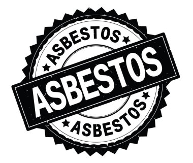 Asbest siyah metin damgası, zig zag kenarlıklı yuvarlak.