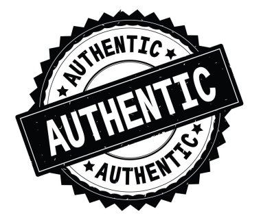 Otantik siyah metin damgası, zig zag kenarlıklı yuvarlak.