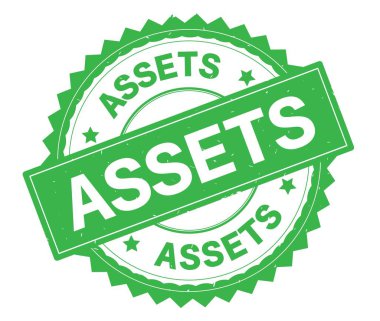 Varlıkları yeşil metin damgası, zig zag kenarlıklı yuvarlak.