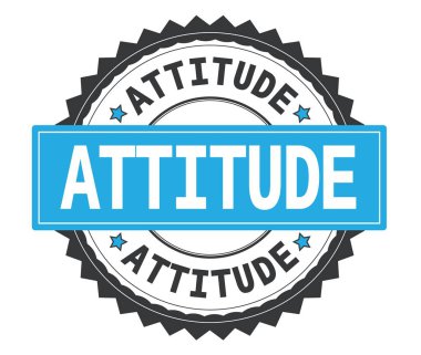 Tutum metin gri ve mavi yuvarlak damga, zig zag kenarlıklı.