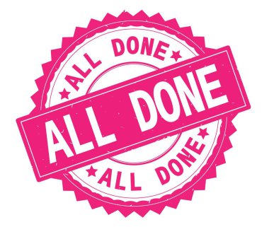 Tüm bitmiş pembe metin damgası, zig zag kenarlıklı yuvarlak.