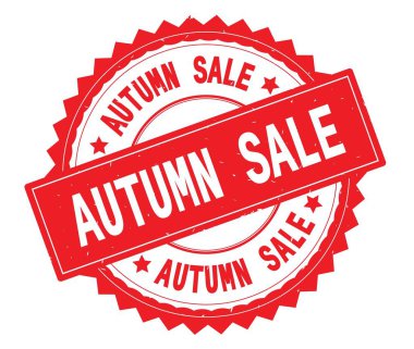 Sonbahar Satılık kırmızı metin damgası, zig zag kenarlıklı yuvarlak.