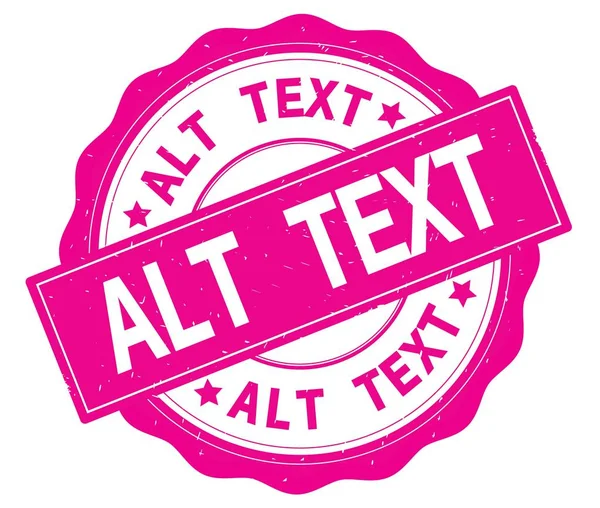 Текст ALT TEXT, написаний на рожевому круглому значку . — стокове фото