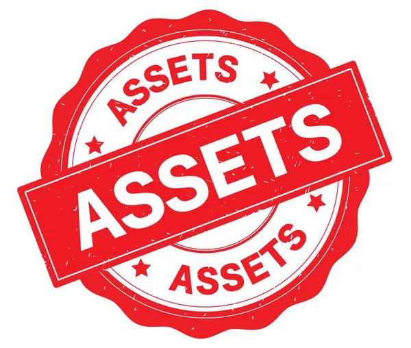 Texto de los activos, escrito en rojo placa redonda . —  Fotos de Stock