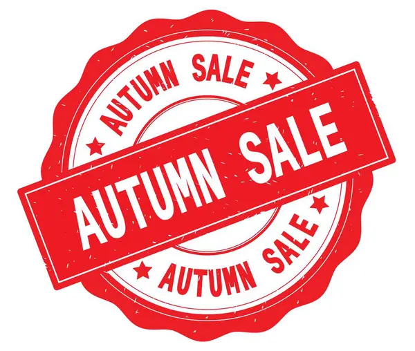 AUTUMN SALE texto, escrito en rojo placa redonda . —  Fotos de Stock