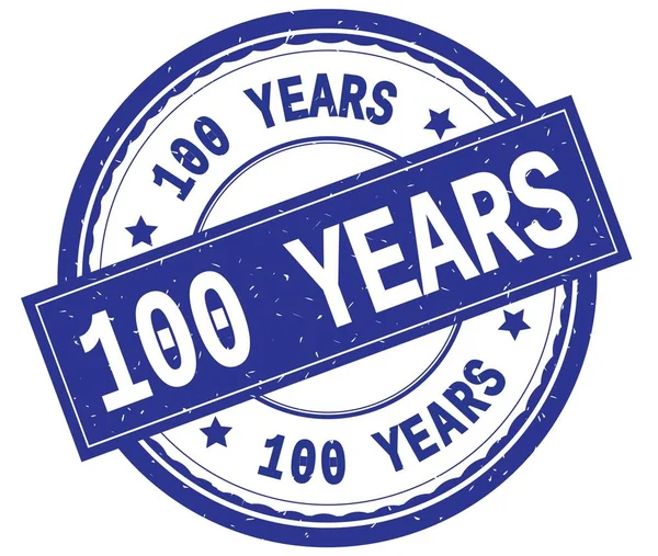 100 AÑOS, texto escrito sobre sello de goma redondo azul . —  Fotos de Stock