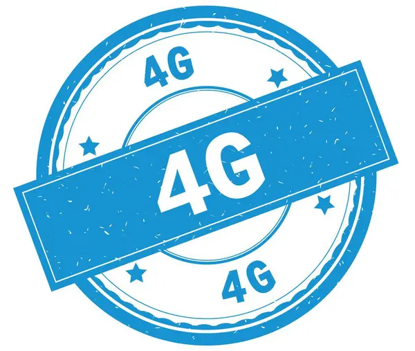 4G, skrevet tekst på cyanstempel av rund gummi . – stockfoto