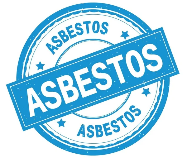 Asbest, Schriftzug auf zyanischem runden Gummistempel. — Stockfoto