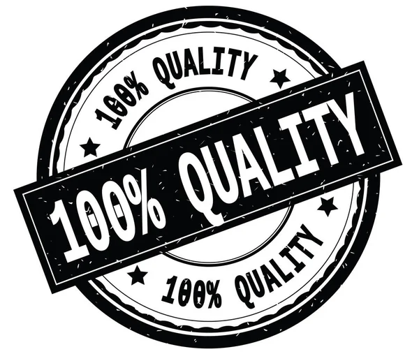 100% kwaliteit geschreven tekst op zwart ronde rubber stamp. — Stockfoto