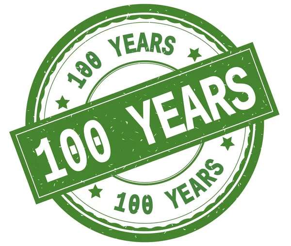 100 AÑOS, texto escrito en verde redondo sello de goma . —  Fotos de Stock