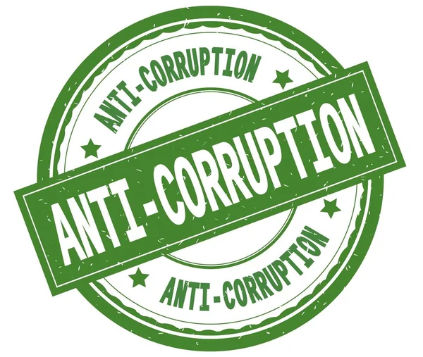 Anti corruptie, geschreven tekst op groene ronde rubber stamp. — Stockfoto