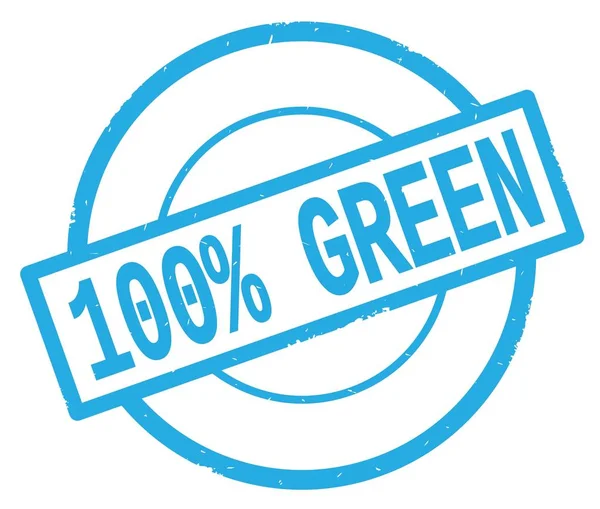 100 PERCENTES VERDE texto, escrito em ciano carimbo círculo simples . — Fotografia de Stock