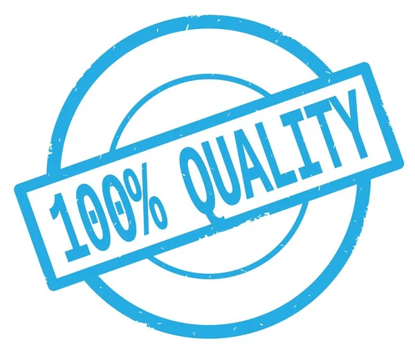 100 PERCENT QUALITY text, written on cyan simple circle stamp. — Stock Photo, Image