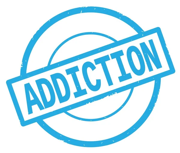 ADDICTION text, written on cyan simple circle stamp. — Stock Photo, Image