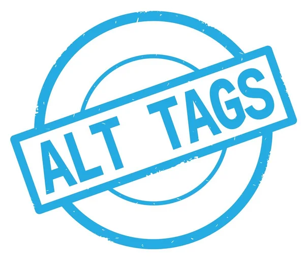 ALT TAGS text, written on cyan simple circle stamp. — Stock Photo, Image