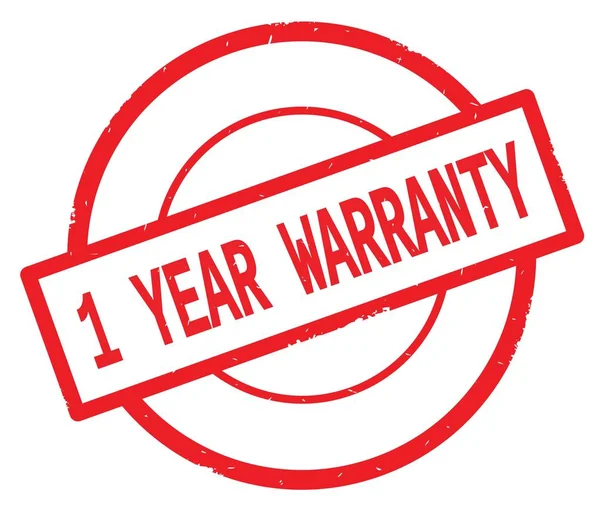 1 ANO WARRANTY texto, escrito no selo círculo simples vermelho . — Fotografia de Stock