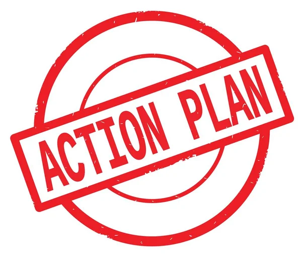 ACTION PLAN text, written on red simple circle stamp. — Stock Photo, Image