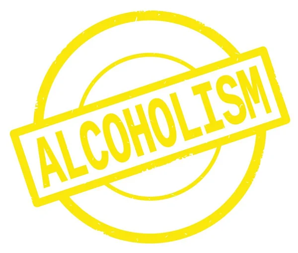 Alkoholismus-Text, geschrieben auf gelber einfacher Kreismarke. — Stockfoto