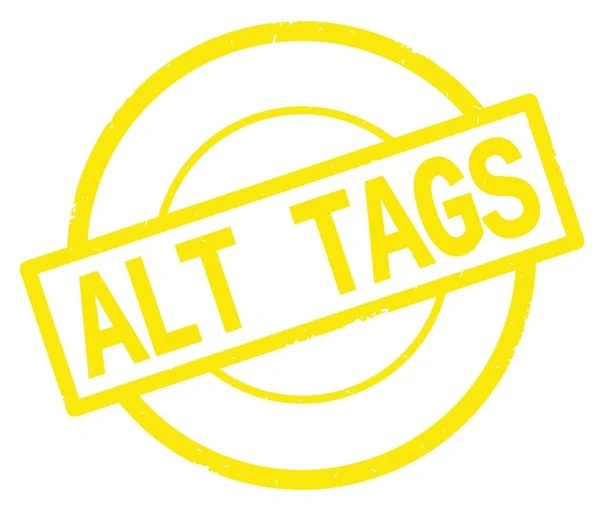 Κείμενο ALT Tags, γραμμένο σε κίτρινο κύκλο απλό γραμματόσημο. — Φωτογραφία Αρχείου