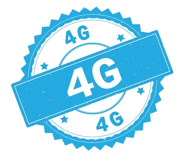 4g niebieski tekst okrągły znaczek, zig zag obramowaniem. — Zdjęcie stockowe