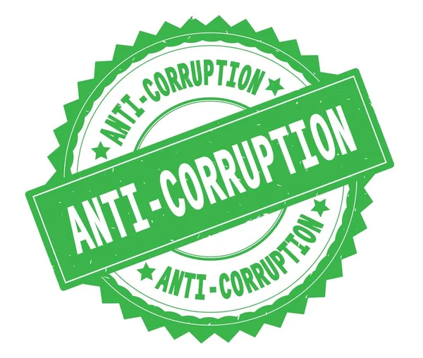 Anti corruptie ronde groene tekst stempel, met zig zag rand. — Stockfoto