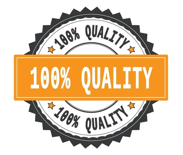 Tekst van de kwaliteit van de 100 procent op grijs en oranje ronde stempel, met zi — Stockfoto