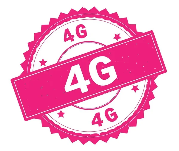 4G рожевий текст круглого штампа, з зигзагом кордону . — стокове фото