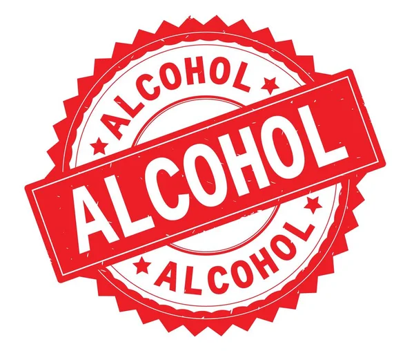 Alcohol rode tekst ronde stempel, met zig zag rand. — Stockfoto