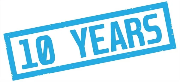 10 YEARS text, on cyan rectangle border stamp. — Stok fotoğraf