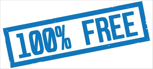 100 PERCENT FREE text, on blue rectangle border stamp. — Stock Photo, Image