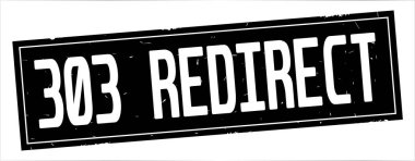 Tam siyah dikdörtgen damga üzerinde 303 yönlendirme metin.