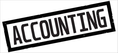 Metin, siyah dikdörtgen kenarlık damgası muhasebe.