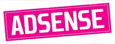 Tam pembe dikdörtgen damga üzerinde AdSense metin.