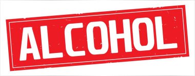 Alkol metni, tam kırmızı dikdörtgen damgası.