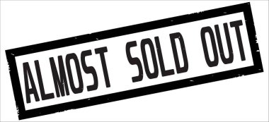 Neredeyse satılan dışarı metin, siyah dikdörtgen kenarlık damgası.