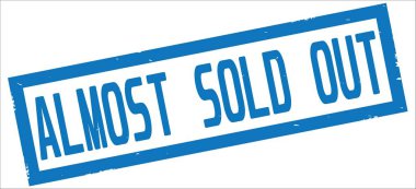 Metin, mavi dikdörtgen kenarlık damga üzerinde neredeyse satıldı.