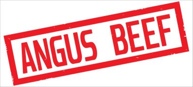 Angus Beef metin, kırmızı dikdörtgen kenarlık damgası.